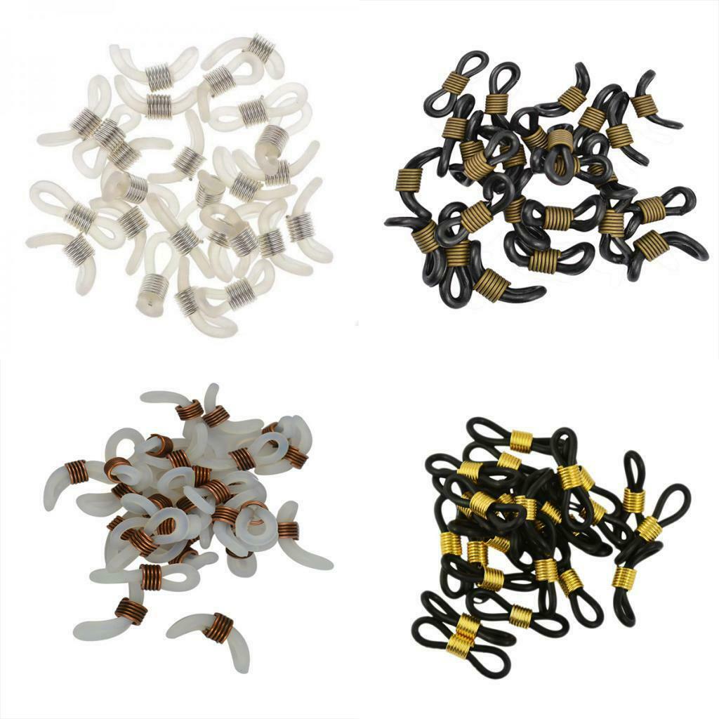 100 Pcs Black White Wholesale Rubber Loop Metal Coil Eyeglass End Loop