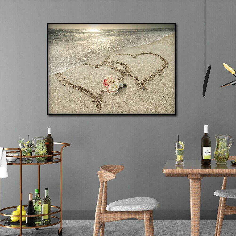 5D Diamond Painting Drawing Art Full Round Drill Picture DIY Beach Love Kit @