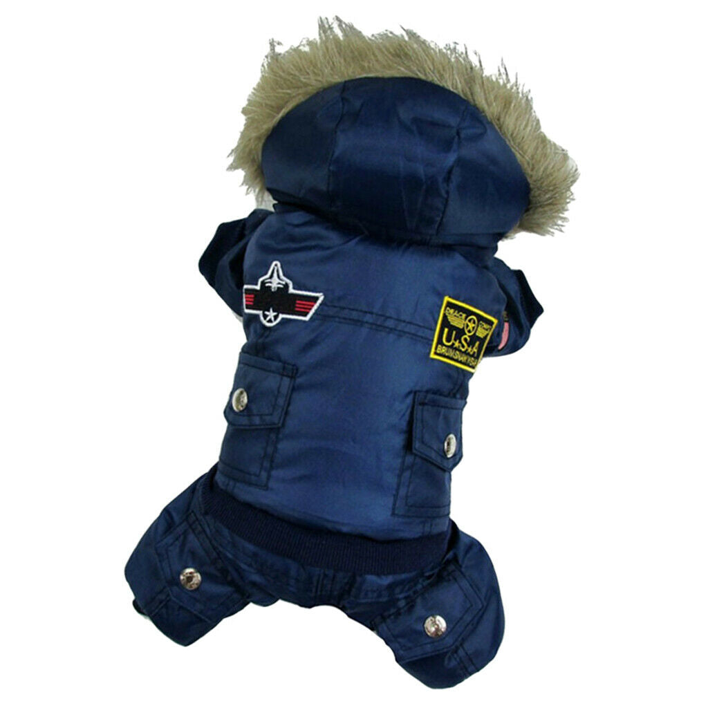 Handsome Pet Dog Air Suit Windproof Rainproof Keep Warm Coat Outfit M Blue