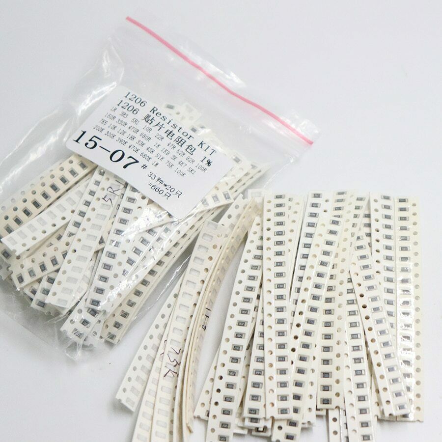1206  SMD chip Resistors 33 Value kit 1ohm-1M ohm 1% 660pcs