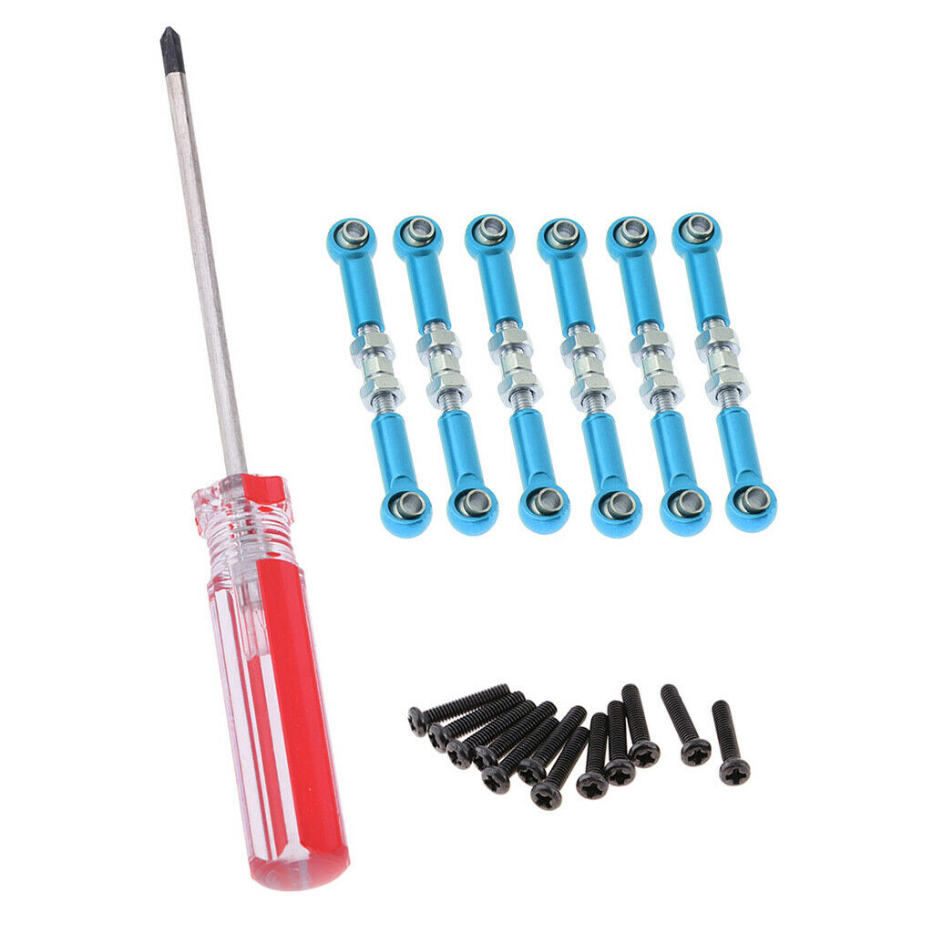 6pcs Steer Servo Linkage with Screw Driver for Wltoys A959 1/18 RC Blue