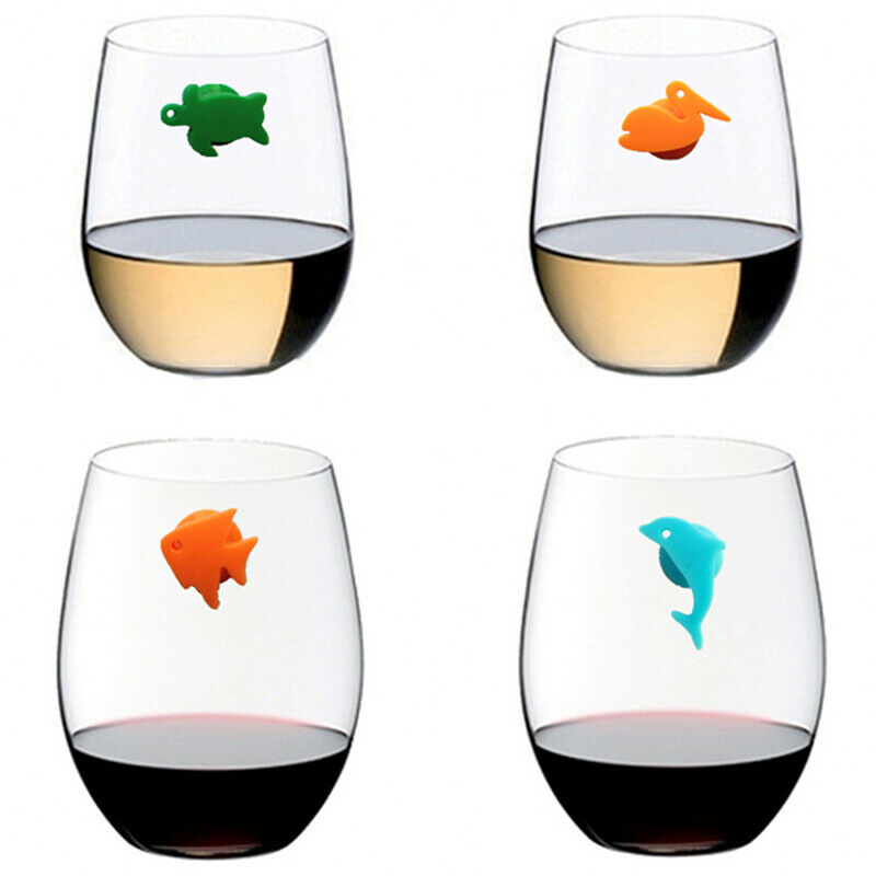 12pcs/set Silicone Marine Animals Wine Glass Marker Drinking Cup Identifi.l8