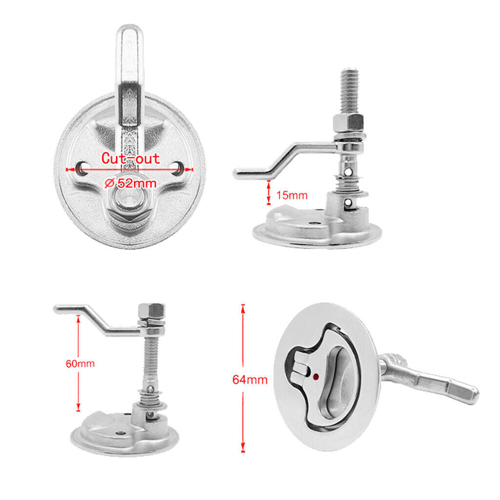 Marine Boat Hatch Handle Lift Flush Cam Latch with Back Plate, 316 Stainless