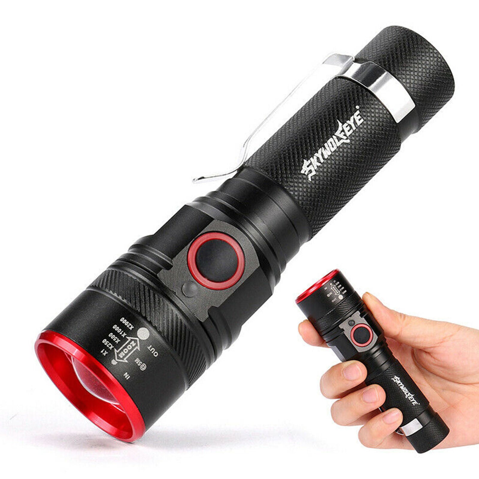 80000Lm LED Flashlight Light Zoomable