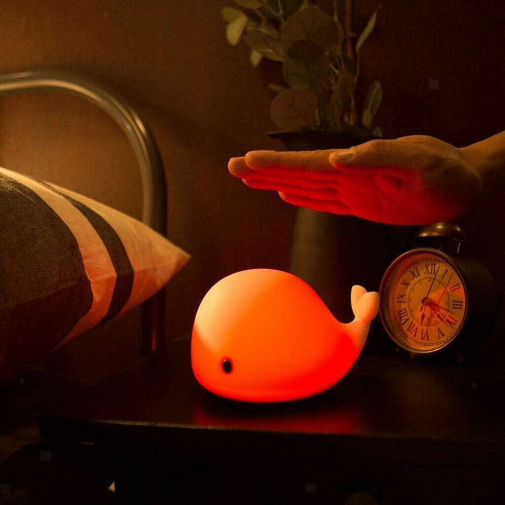 Cute Whale Touch Sensor Night Light Dimmable Children Nursery Bedside Lamp