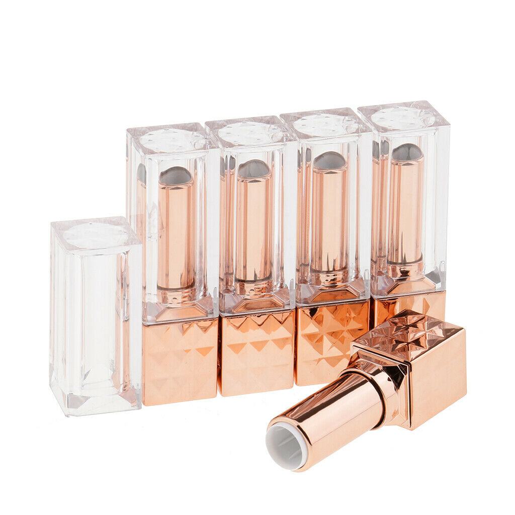 Pack of 5 Diamond Pattern DIY Lipstick Tubes Containers with Clear   Set