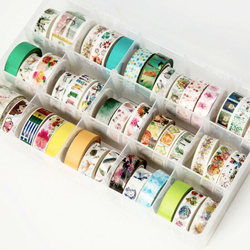 15 Compartments Clear Crafts Organizer for Tape Art Supplies and StickerM Qx