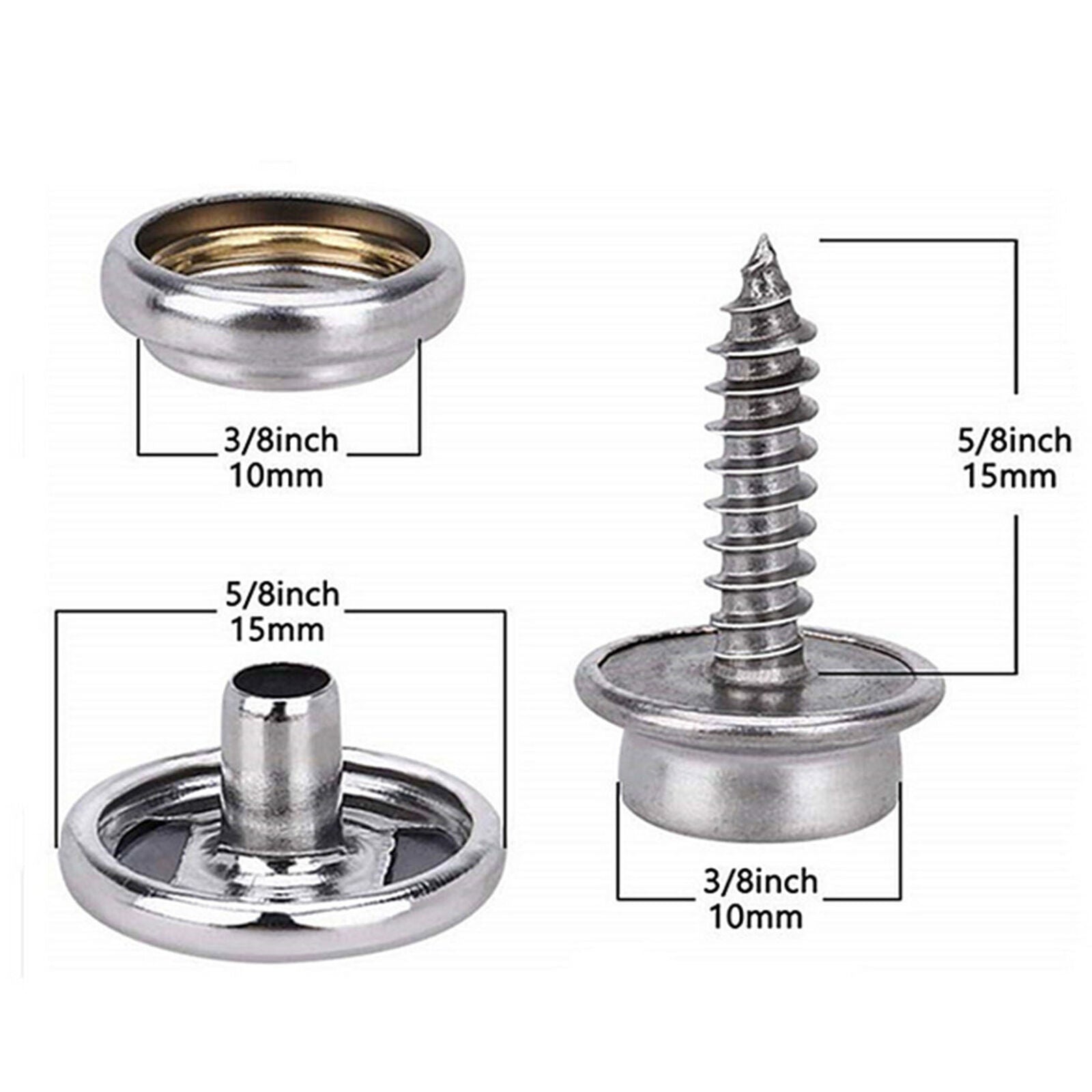 Stainless Steel Canvas Boat Cover Snap Press Stud Button Fastener Kit with Tools