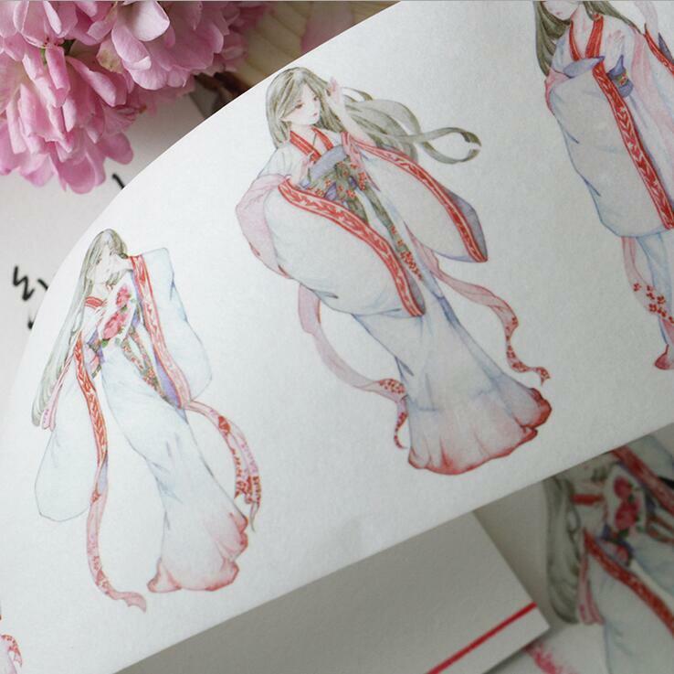 Chinese style figures stickers Paper Tape decorative diary cosmetic Tape 7cm