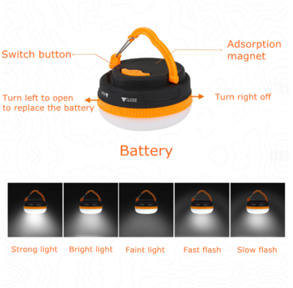 5 Modes Camping Lantern USB Rechargeable LED Night Light Tent Lamp Camp Hiking