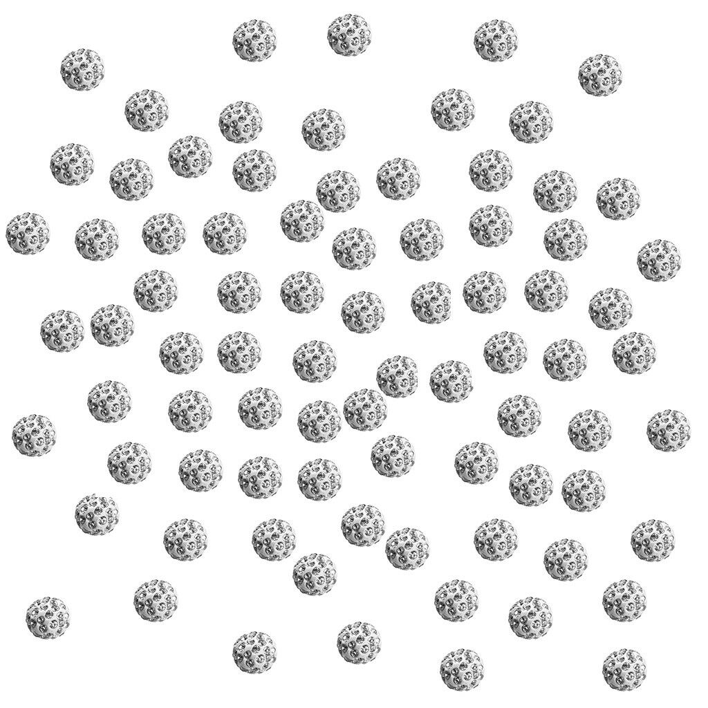 100Pc Crystal Rhinestone Pave Clay Disco Ball Spacer Bracelet Beads 10mm