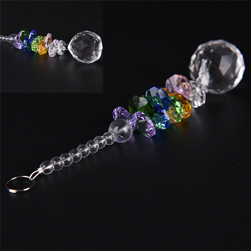 Hanging Glass Crystal Ball Prism Pendant Ornament Rainbow Wedding Gift QaL Rf