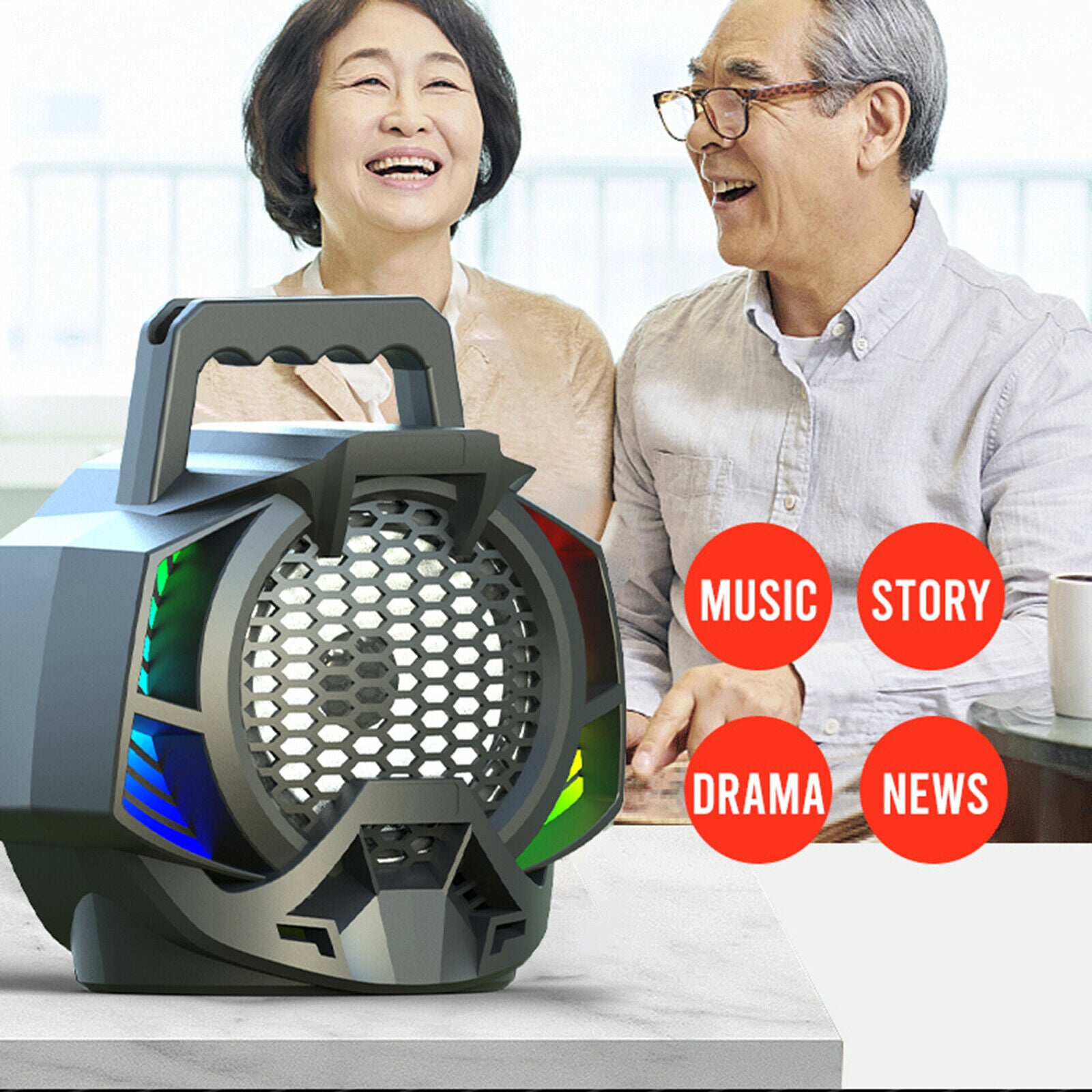 Portable Disco Bluetooth Speaker Rechargeable w/Microphone Support FM Radio