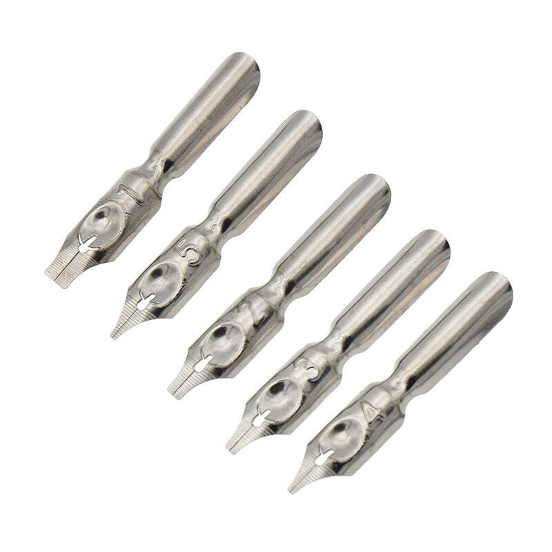 1x Novelty Wood Dig Pen + 5 Nibs Copperplate English Calligraphy Nice Stationery