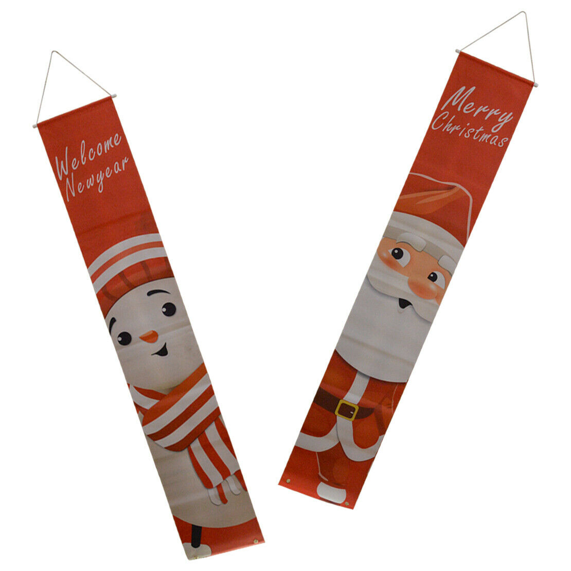 4 Pair Merry Christmas Santa Claus Wall Hanging Banner Flag Xmas Party Porch