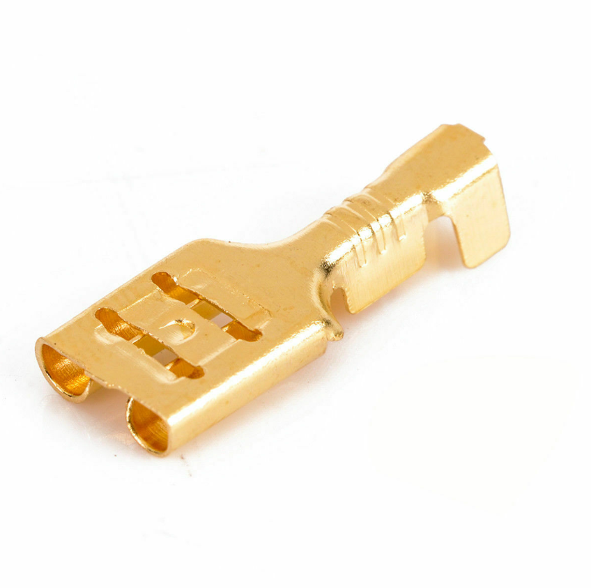 100PCS Quick Disconnect 6.3mm Brass Crimp Terminal Cable Female Spade Connector