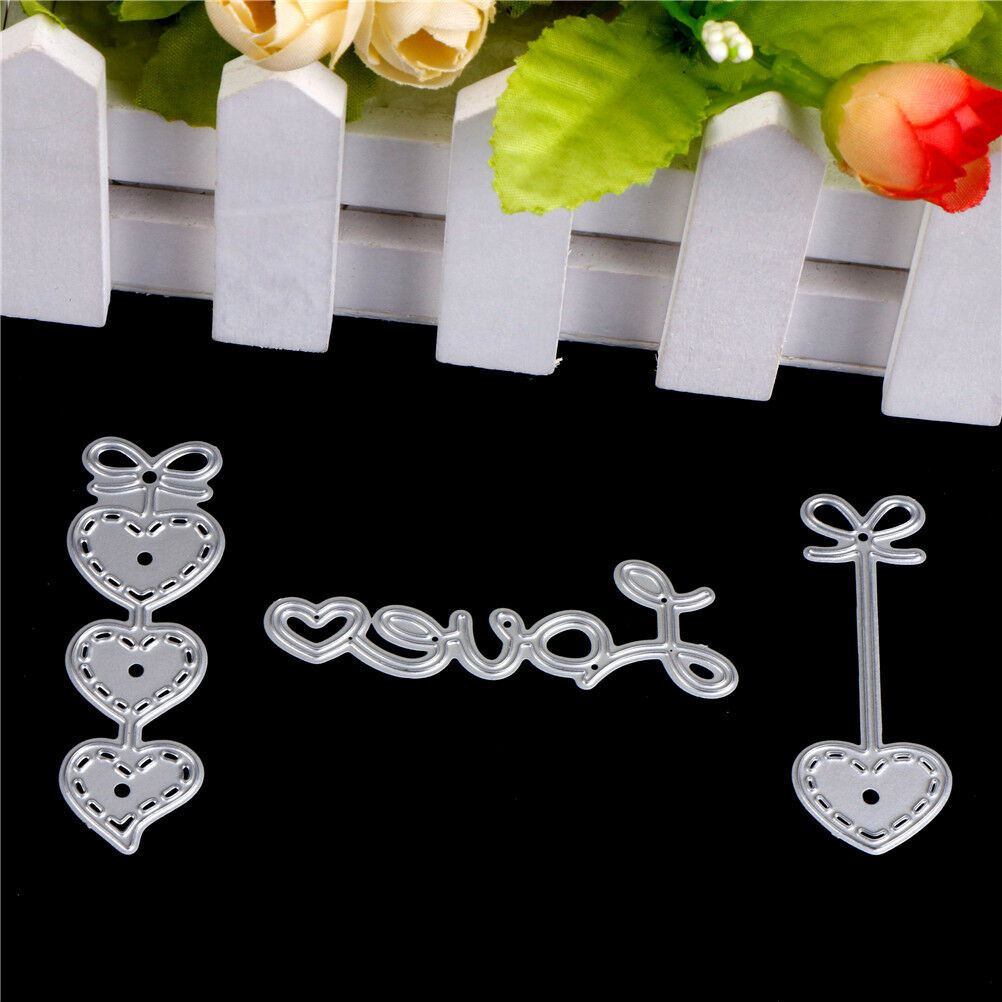 3pcs/set Love Heart Metal Cutting Dies Stencils For Scrapbooking DIY Card.l8