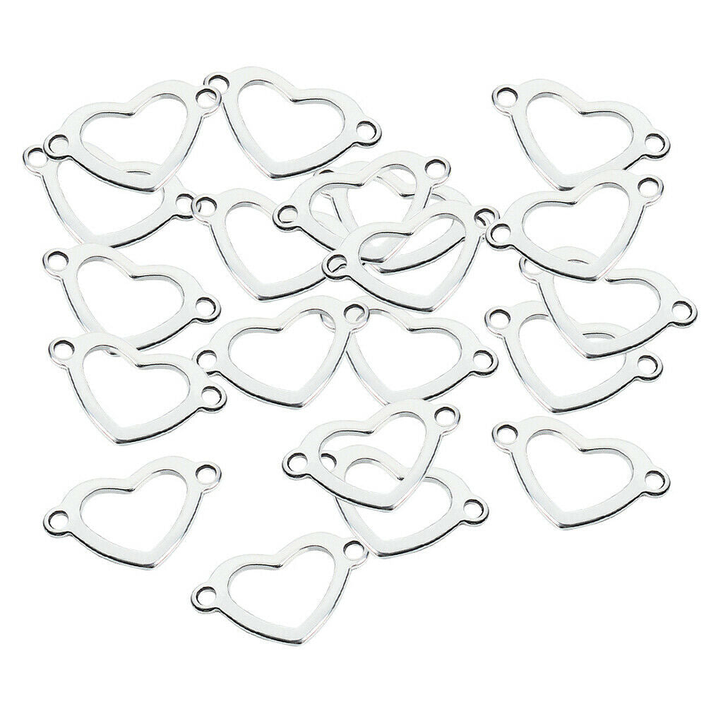 20 Pieces Metal Flat Heart Shaped Blank Coin Stamping Tag Charms