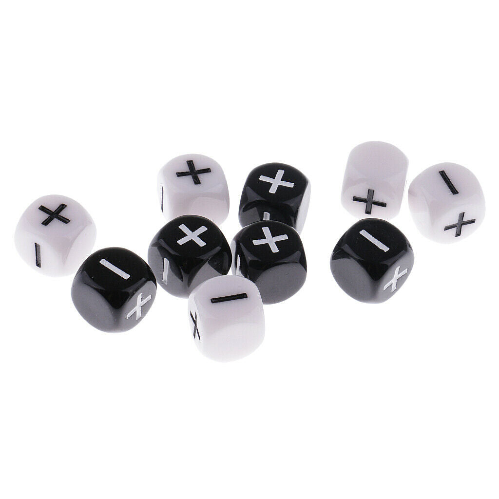 10x Plastic Minus&Plus Dices for School Family Game Props Kids Toys 1.6cm