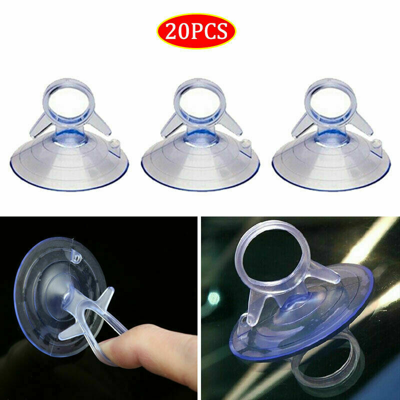 20 X 45mm Car Sunshade Suction PVC Cups Clear Rubber Plastic Window Suckers Pads