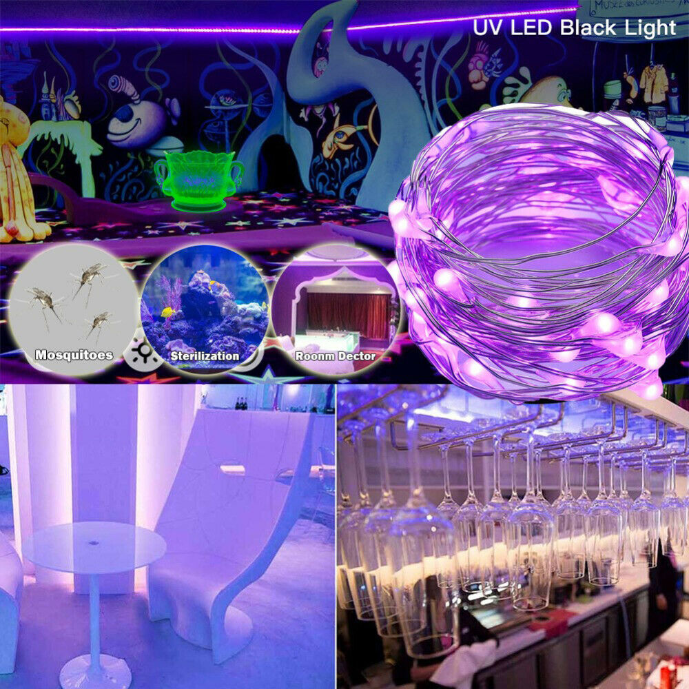 10M US Ultraviolet 100LED Flexible Strip Black Light DIY Waterproof Bar La Hot
