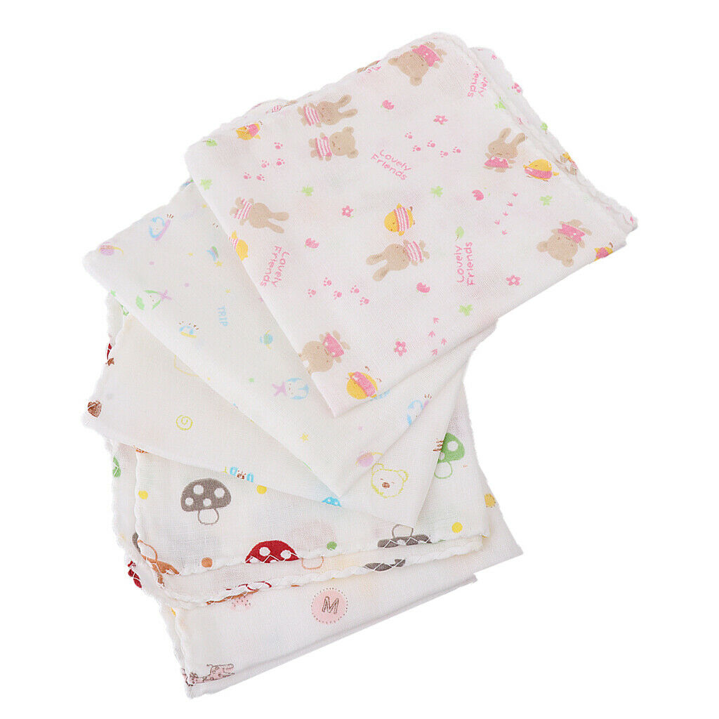 Prettyia 10Pcs Kids Newborn Gauze Square Cotton Bath Wash Handkerchief Towel