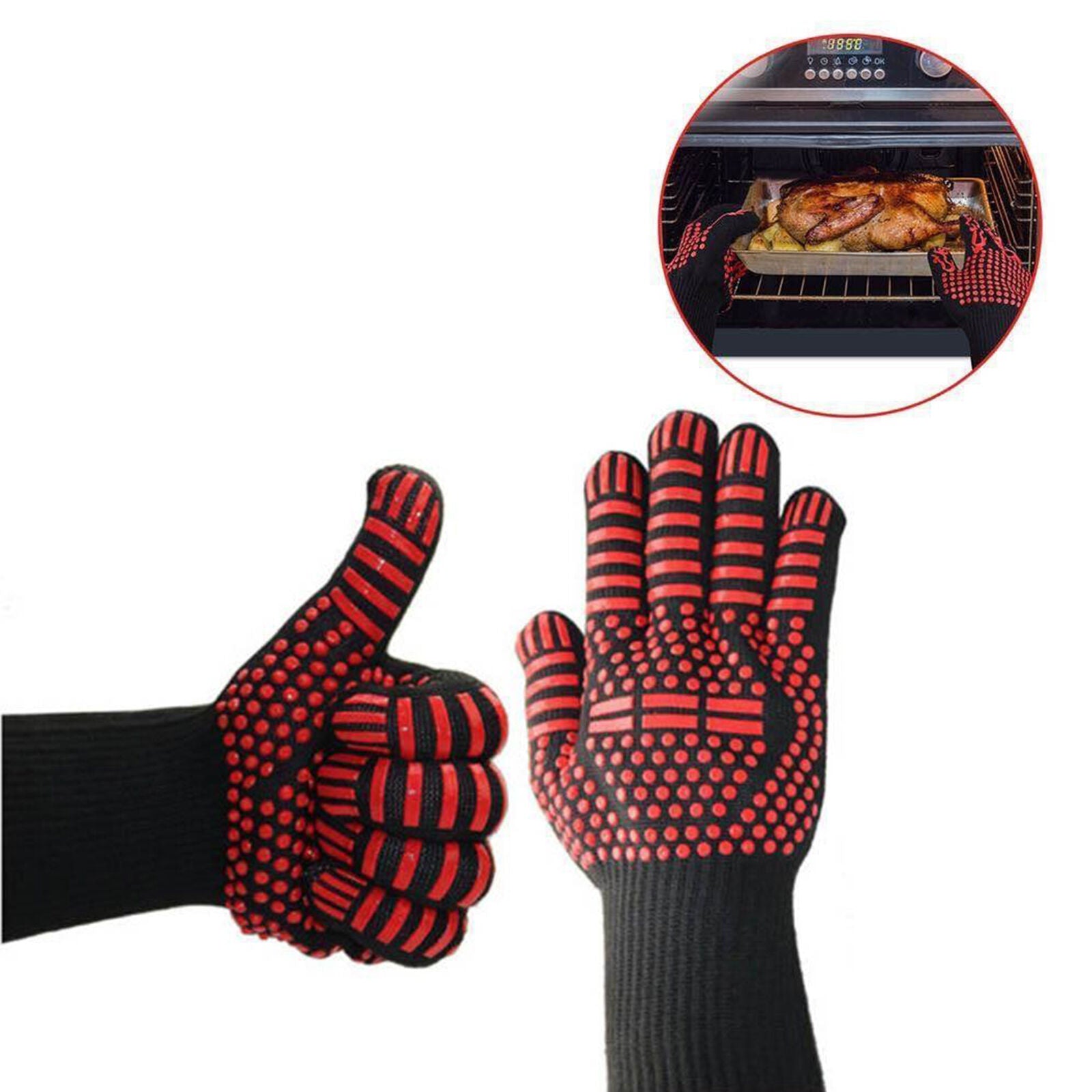 Hot 932℉ Extreme Heat Resistant Gloves Rubber BBQ Grilling Cooking Oven Gloves
