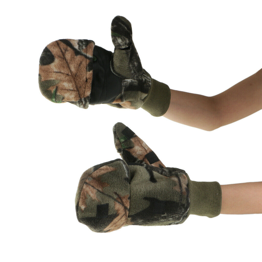 Convertible Fingerless Gloves with Mitten Cover for Fishing Hunting Cycling