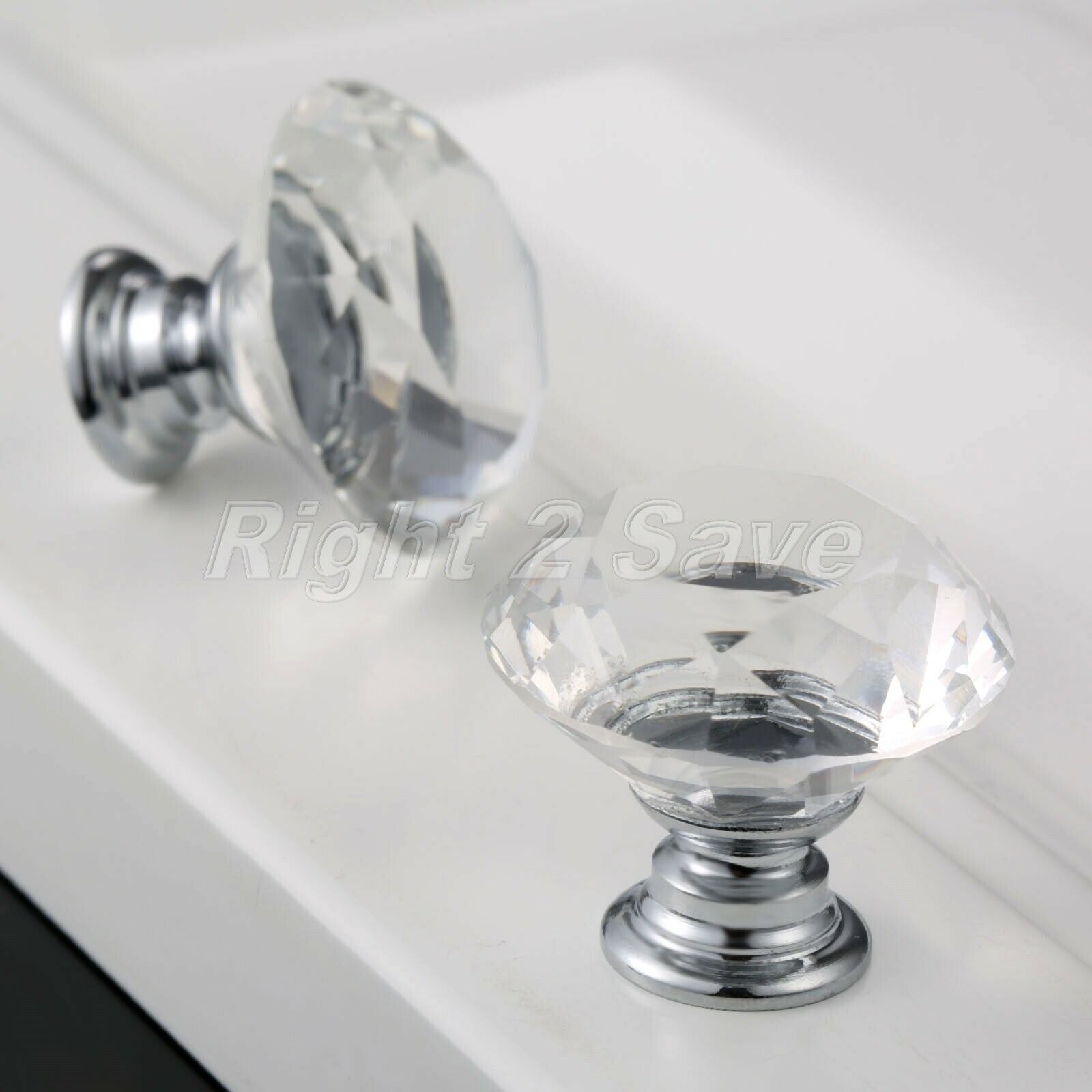 Crystal Glass Knobs Pull Handle Drawer Wardrobe Handle Cabinet Dia 30mm/1.18in