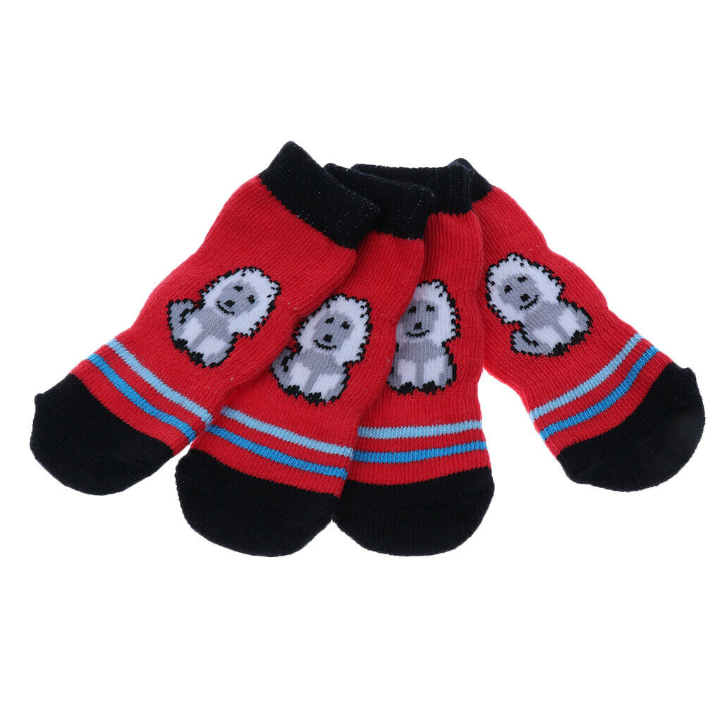 Warm Anti-Slip Dog Cat Puppy Socks Pet Paw Protector for Indoor Wear M