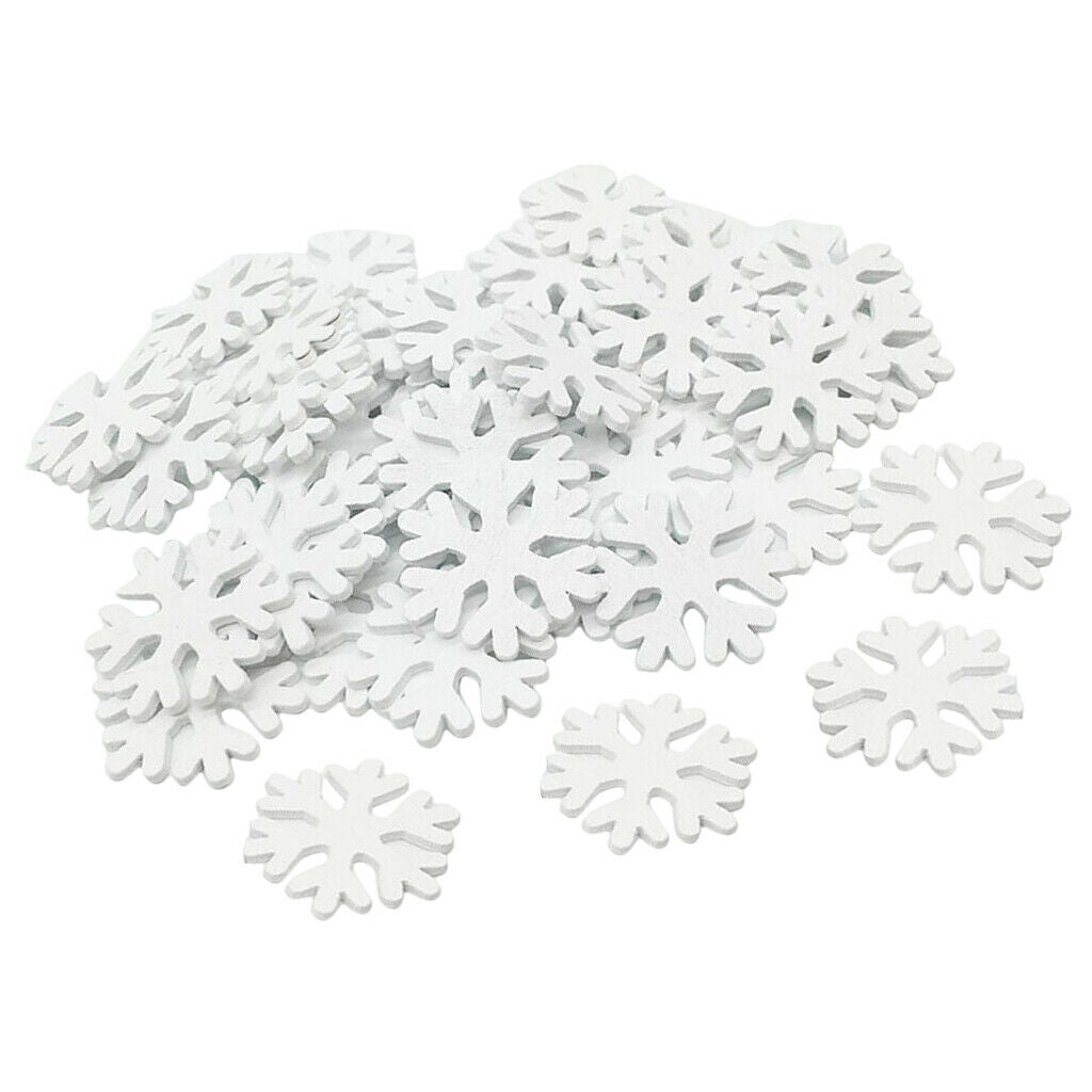 Lots 200x Christmas Snowflake 3cm Wood Craft Embelishments  Cut Shape White