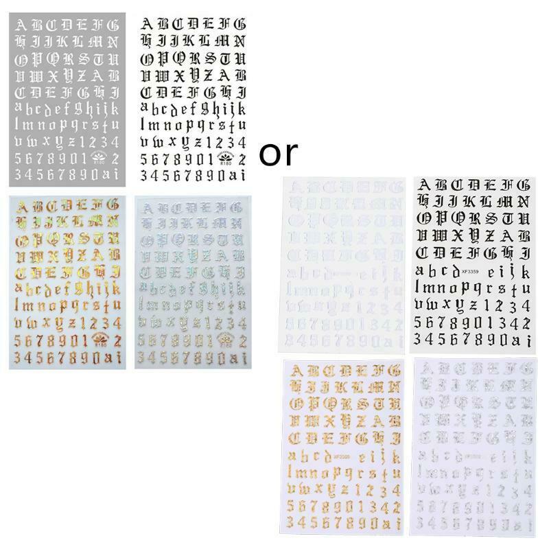 4Color/Set Russia Letter Word Numbers Old English Nail Stickers Nail Art Decals