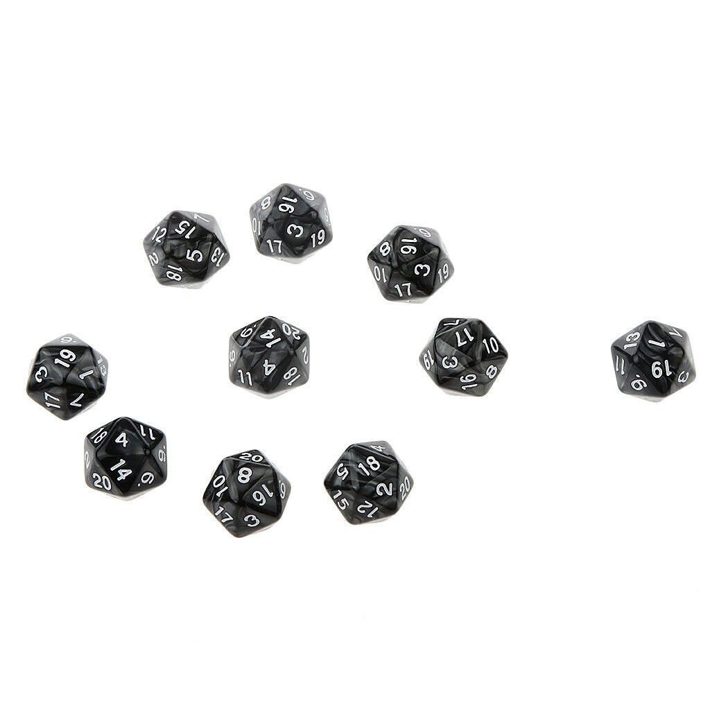Pack of Black Twenty Sided D20 Dice Playing D&D    RPG Board Game Favours