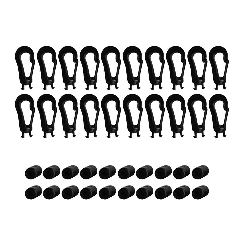 Set of 20 Kayak Tent Shock Cord Hook Marine Fitness Bungee Snap Clip Hooks