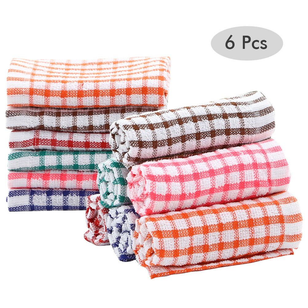 6pcs Absorbent Lint Free Catering Restaurant Cleaning Cloth Dish Towels Cottons