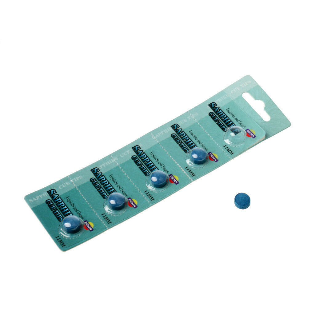5Pcs 10mm Blue Diamond Leather Glue-on Snooker Pool Billiards Cue Tips Care