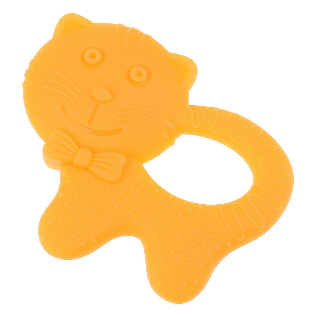 Babies Infants Safe Teething cartoon Toys Silicone Molar Rod  Orange Cat