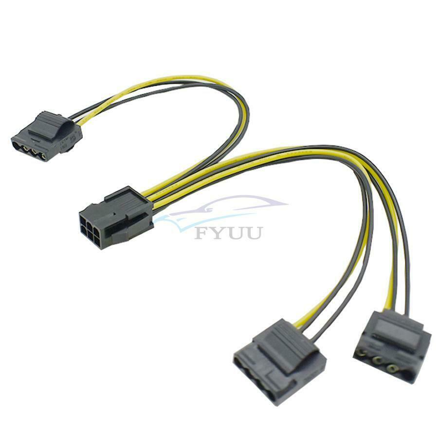2 Pieces 20cm PCIe 6Pin Female To 3 Molex IDE 4Pin Power Graphic Card Cables
