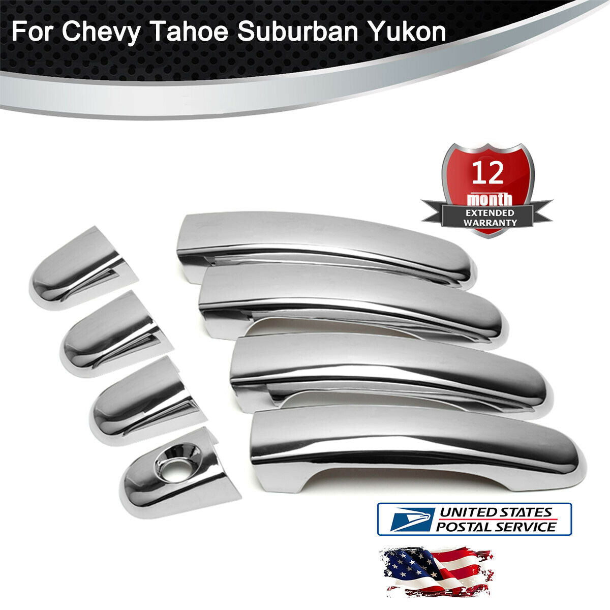 Weather Proof Chrome Door Handle Cover For Chevy Tahoe Suburban Yukon 2015-2018