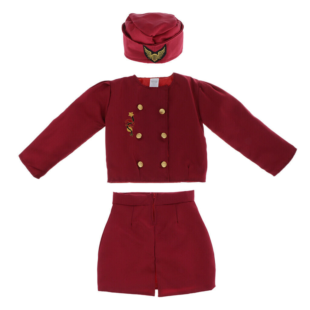Girls Red  Attendant Stewardess Airline Costume Set