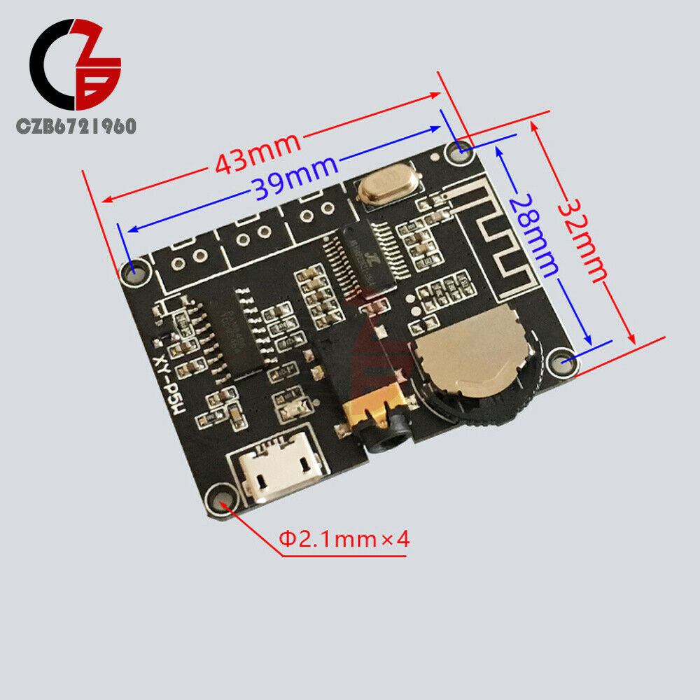 PAM8406 Stereo Bluetooth Micro USB Digital Power Amplifier Board Module DC3.7-5V