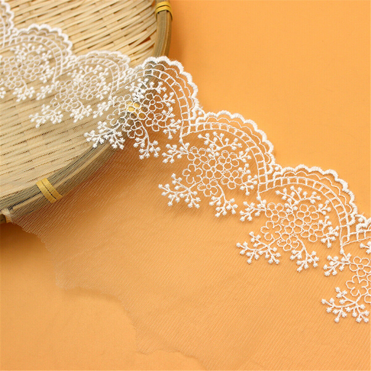 2 Yds White Cotton Crochet Lace Trim Skirt Hem Decor DIY Sewing Accessory 11.5cm