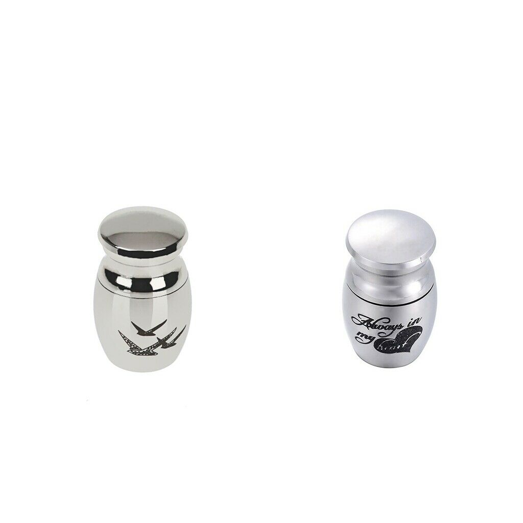 2pieces Stainless Steel Cremation Funeral Ash Container Holder Jewellery
