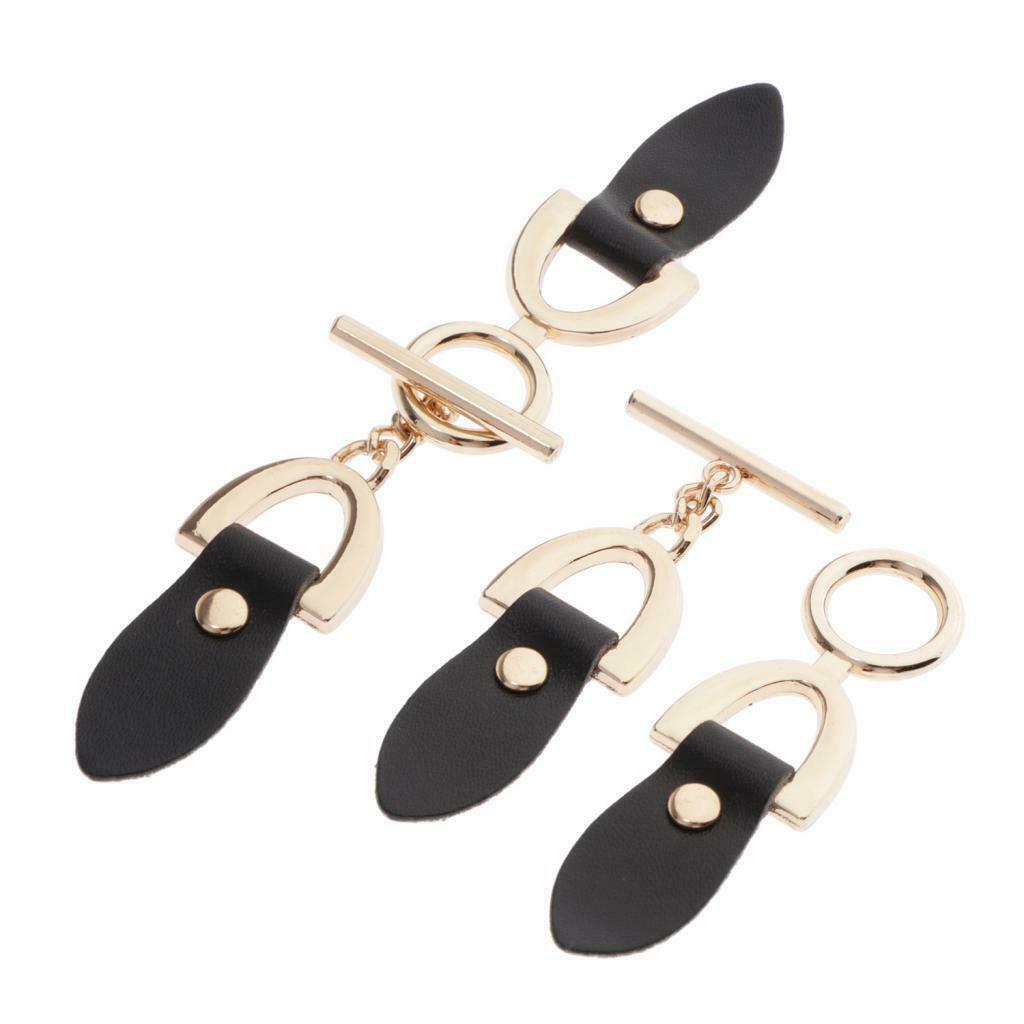 2 Pairs Sew on Leather Sewing Buckle with Metal Clasp Hook Sewing Fasteners