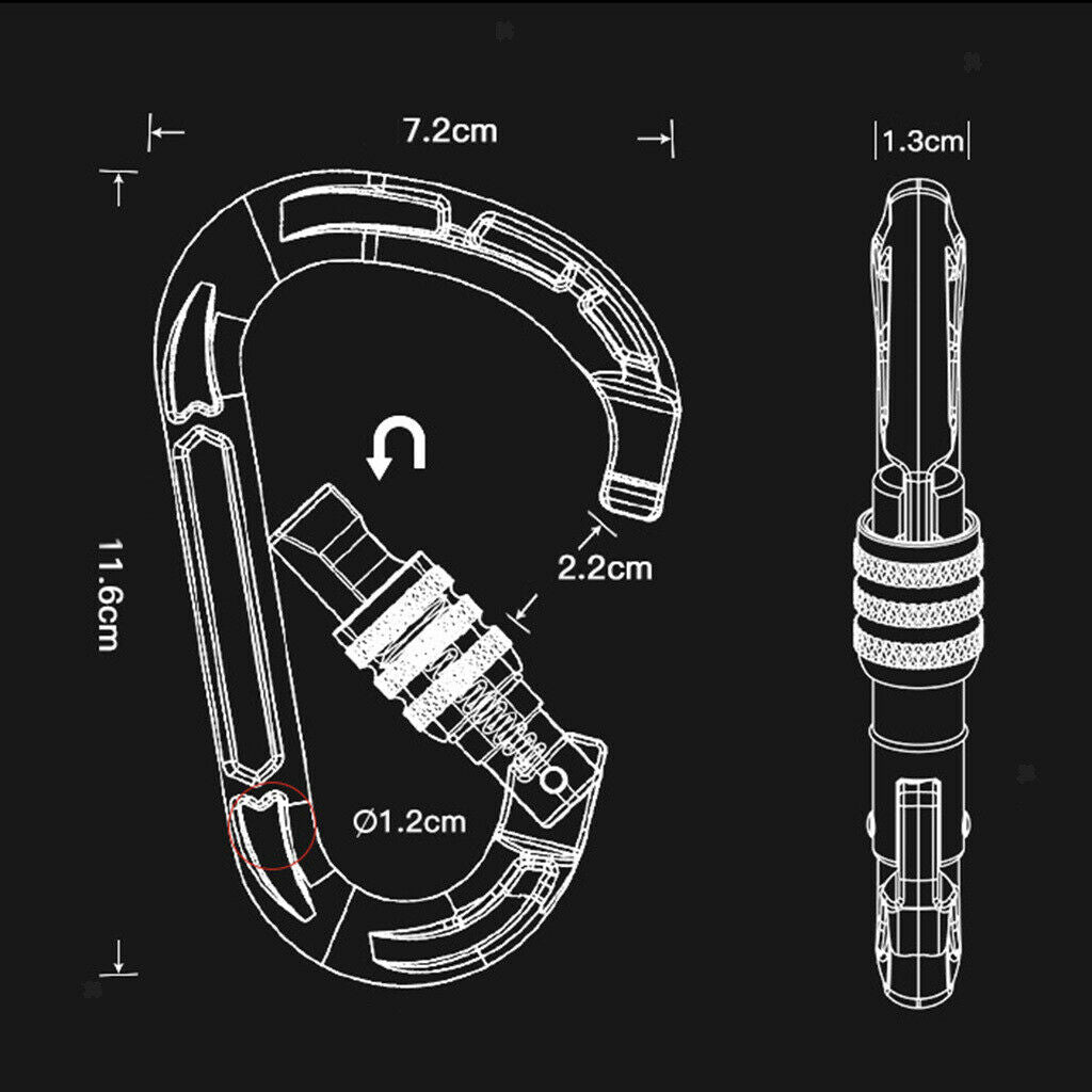 22KN Screw Gate Auto Locking Carabiner Quickdraw for Climbing Rappelling Auto