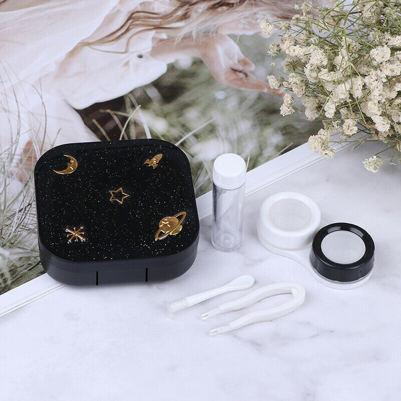 Stars Moon Mini Contact Lens Case Box Container Holder Eye Care Kit Set Mirr_DD