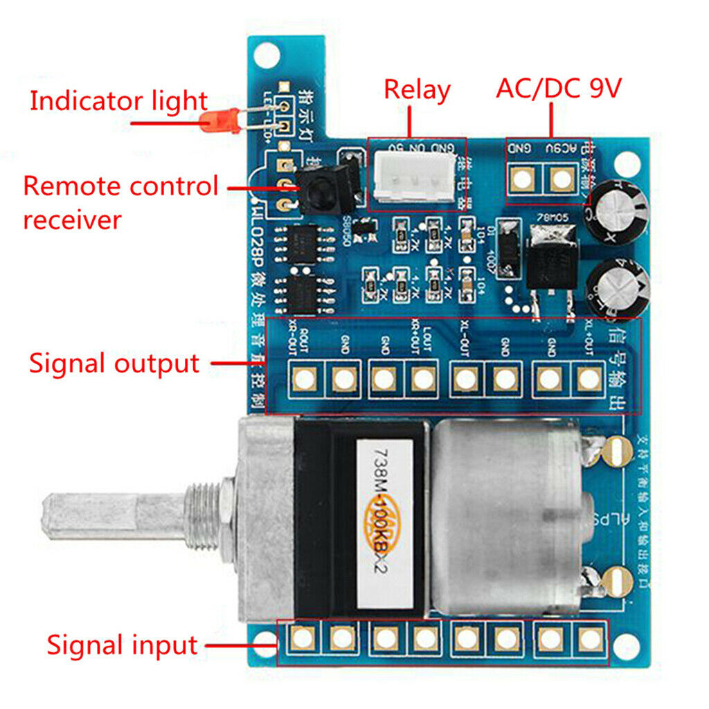 9V Infrared Remote Control Volume Control Board Pre Potentiometer New