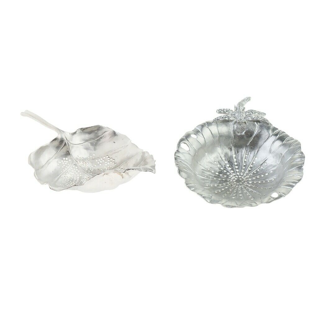 2pcs Pure Tin Tea Filter Strainer Leaf Shaped Kungfu Tea Set Accessory