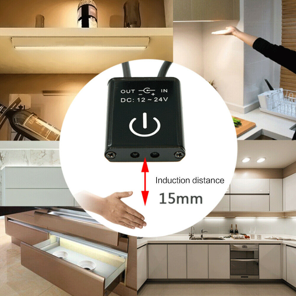 DC 12V 24V Wardrobe Cabinet Sensor Lamp Cupboard LED PIR Infrared Switch