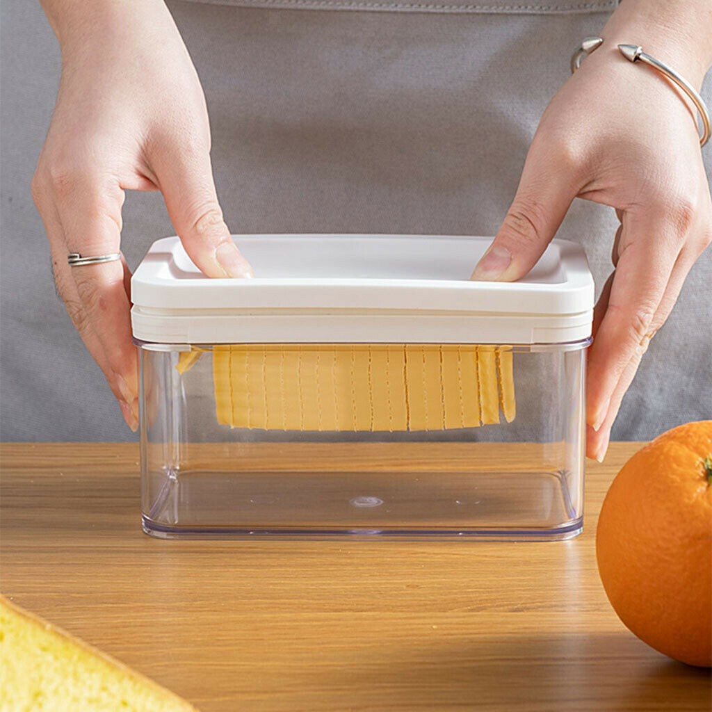 1Piece Sealed Butter Dish with Lid Butter Slicer Cheese Fresh Box Two Grids